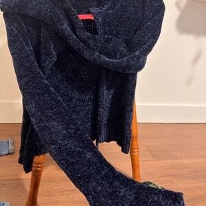 Motivi Navy Plush Chenille Open Cardigan